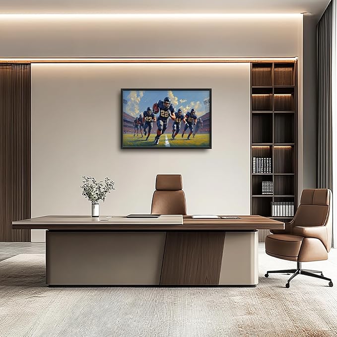 Glocmna Framed Large Wall Art for Living Room American Football Team Wall Decor Sport Theme Canvas Pictures Painting Print Gym Decor for Home Gym Artwork Decorations for Boys Bedroom Home Gifts 24"x36"