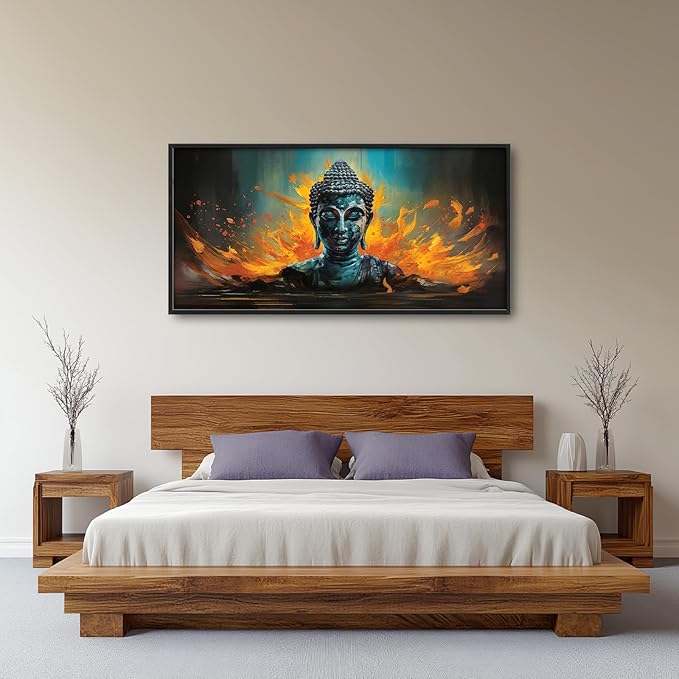 Buddha Wall Art Zen Pictures Wall Decor Framed Canvas Prints Artwork Paintings Home Office Decorations for Living Room Bedroom Dinning Room Corridor 60"x30"