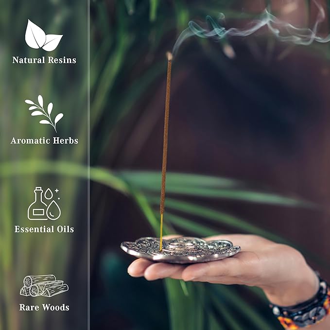 Frankincense and Myrrh Incense Sticks, Organic Hand Dipped 100 Sticks with Natural Herbs & Aromatic Ingredients, Burn Time 45 to 60 Minutes, Incense for Positivity, Yoga, Meditation, Spiritual Gift