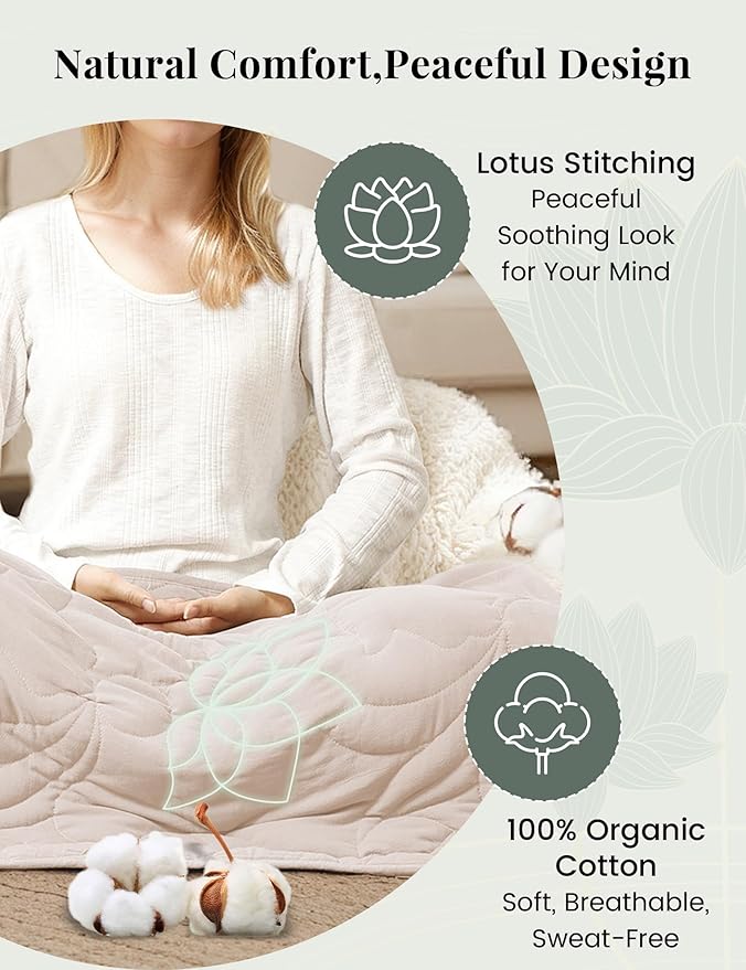 ZonLi Weighted Lap Blanket 3lbs for Meditation, Yoga, Napping, Sleeping and Travel, Cotton Weighted Blanket for Adults,Skin Friendly & Machine Washable, 29x24 inches, Cream White