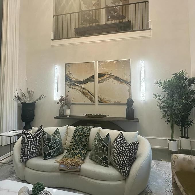 Brass Alabaster Wall Sconces, Spanish Natural Marble Wall Sconce, 36" Long Stone Wall Sconce Dimmable, Gold Alabaster Sconces Wall Lighting Indoor, Marble Wall Light for Bathroom, Living Room,Entryway