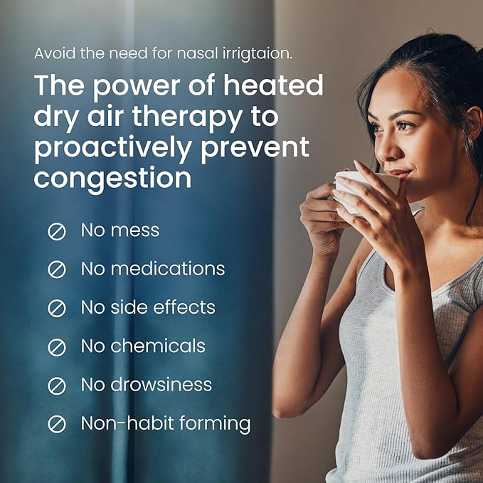 Heated Dry Air Therapy Mask | Congestion Relief | Cold Symptom Relief | Sinusitis Relief | Allergy Relief | Mess-Free | Avoid Nasal Irrigation | Promotes Easy Breathing | No Side Effects
