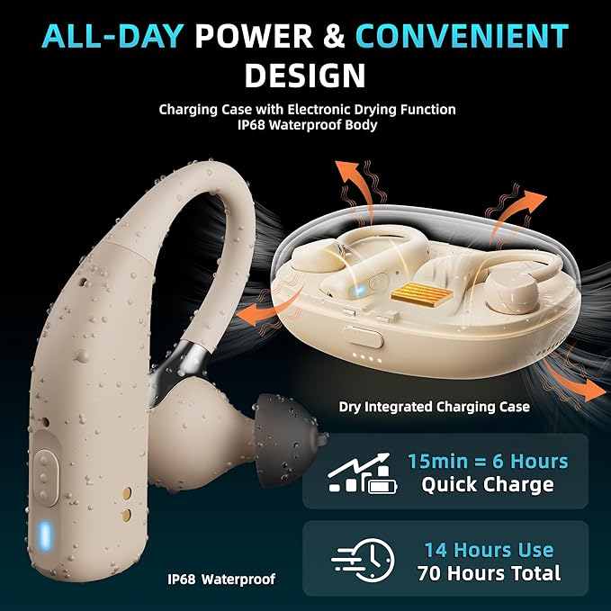 FLYSOUND Rechargeable OTC Hearing Aids with Bluetooth for Seniors & Adults | Experience 80% Speech Recognition Boost & Tinnitus Relief via App | Up to 60dB Gain & AI Noise Reduction | Stylish Gold Des