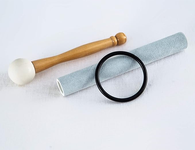 Leize Quartz Crystal Singing Bowl 432hz A Note Third Eye Chakra White 7" with Suede Striker