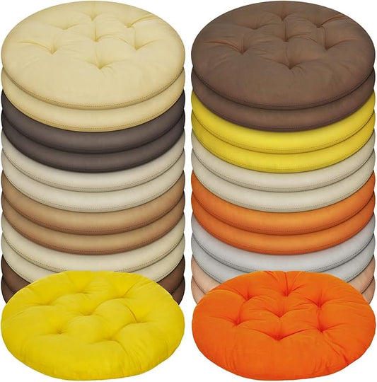 24 Pcs Round Floor Cushions Floor Pillows Meditation Seat Pillows Flexible Seating for Adults Kids, Chair Cushions for Classroom, Nursery, Living Room, Yoga(Medium 15.7 Inch,Yellow-Brown)