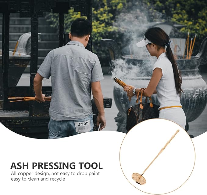 DOITOOL Incense Ash Tool Incense Press Brass Tool Long Handle Incense Ash Powder Press Seal Stick Shovel DIY Incense Fragrance Accessories Incense Mold Tool Set