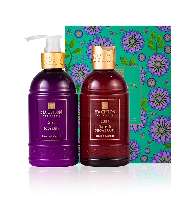 Spa Ceylon Sleep Bath & Body Duo Set | Luxury Lavender Ylang Ylang Body Wash & Lotion Set | Organic & Natural | Aromatherapy Bath Set | 250ml x 2