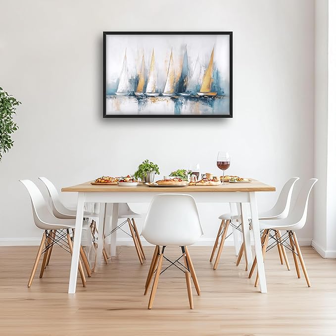 Sailboat Wall Art Abstract Nautical Pictures Wall Decor Framed Canvas Prints Artwork Paintings Home Office Decorations for Living Room Bedroom Dinning Room Corridor 36"x24"