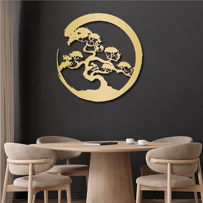 Yemwot Metal Tree of Life Wall Decor, Circle of Life Metal Tree Wall Art, Branch Art, Spiritual Decor, Modern Sculpture Decoration, Living Room Bedroom Decoration (White-Tree 3, 18"x 18"| 47x47cm)