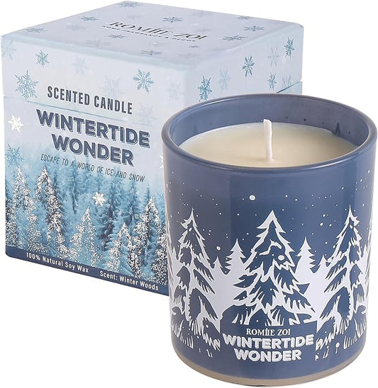 Christmas Scented Jar Candle - 6oz Soy Wax Candle - Wintertide Wonder Infused with Winter Woods Aroma - with Beautiful Keepsake Box Special for Christmas/Holiday Gifts