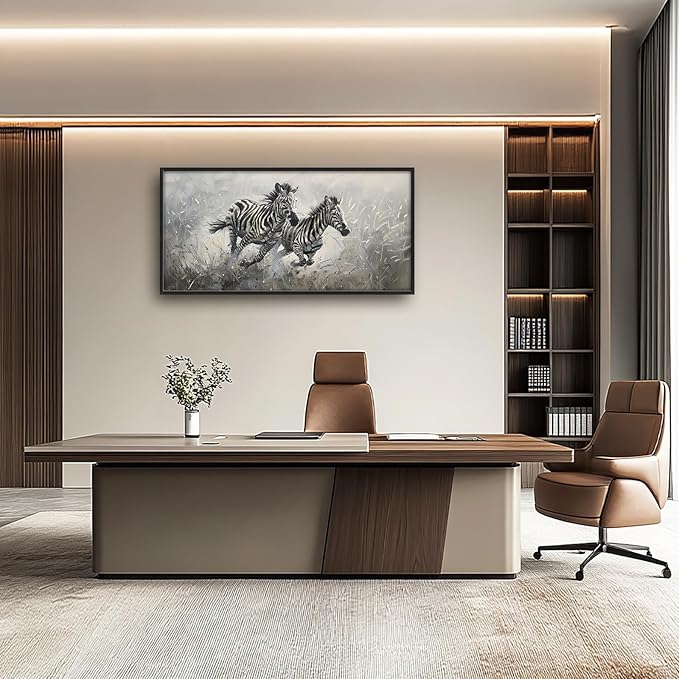 Large Country Zebra Framed Wall Art for Living Room African Zebra Pictures Canvas Wall Decor Print Painting Artwork Modern Home Decorations for Bedroom Office 60x30 inch