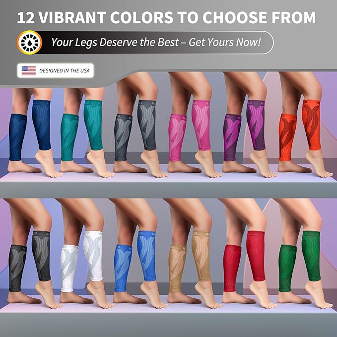 BLITZU Calf Compression Sleeve for Men & Women Footless Compression Socks Support Runners Leg Sleeve Shin Splints Pain Relief