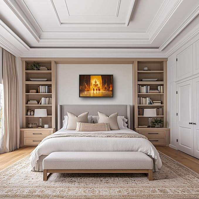 SweetFox Extra Large Buddha Framed Wall Art for Living Room, Zen Buddha Statue Pictures Oversized Wall Decor Abstract Big Canvas Painting Print Home Artworks for Bathroom Master Bedroom 36L X 24W