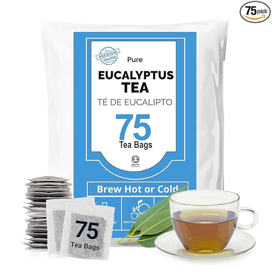 Akshit Eucalyptus Tea Bags, Premium Dried Eucalyptus Leaves Tea, Te De Hojas De Eucalipto, Herbal Tea, Sugar Free, Vegan, Caffeine Free, Non-GMO, Refreshing & Smooth Flavor.