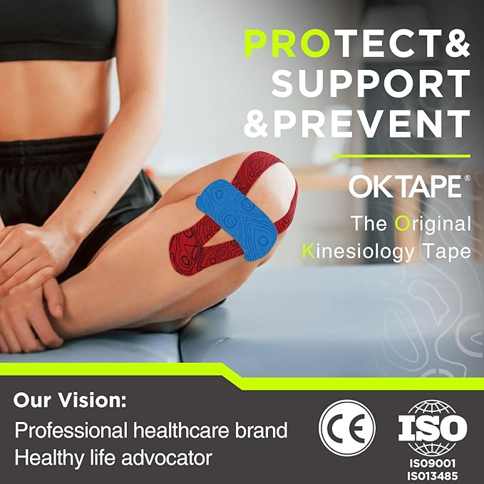 OK TAPE PRO Kinesiology Tape Uncut Roll, Elastic Physical Therapy Athletic Tape for Pain Relief, Muscle Support, Kinetic Tape, Water Resistant, 2in X 16.4ft -Pink