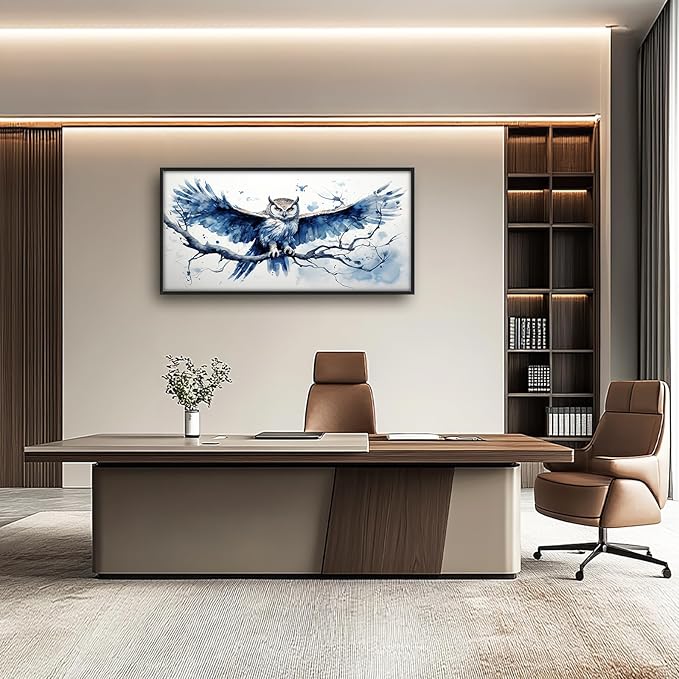 Owl Large Framed Wall Art for Living Room Owl Pictures Wall Decor Canvas Print Big Painting Home Decorations Artwork for Office Bedroom 60x30 inch