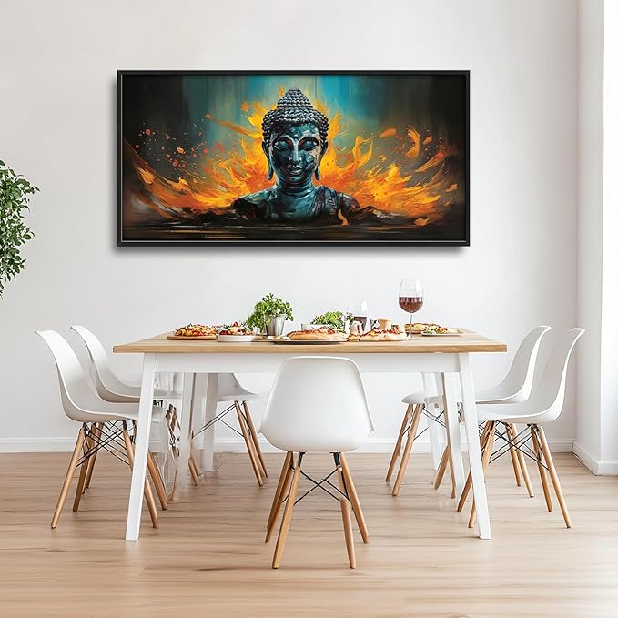 Buddha Wall Art Zen Pictures Wall Decor Framed Canvas Prints Artwork Paintings Home Office Decorations for Living Room Bedroom Dinning Room Corridor 60"x30"