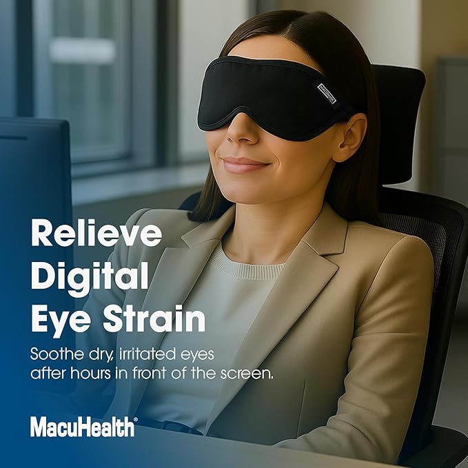 MacuHealth MacuMask Essential - Moist Heat Eye Compress for Dry Eyes, Blepharitis, MGD & Digital Eye Strain, Adjustable Strap, SterilEyes Technology, Microwave & Freezer Safe, Hot or Cold Compress