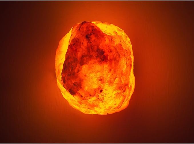 Himalayan Salt Lamp 10-12 Inches (11-15lb) | Includes Dimmer Switch | Natural Salt Rock Lamp with Handcrafted Wooden Base & Night Light (Bulb Replacement)