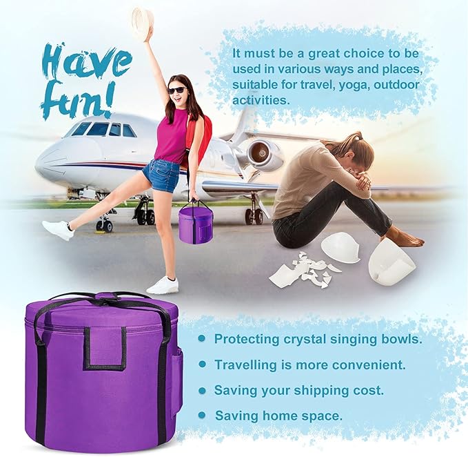 440HZ 8 Inch C Note Root Chakra Frosted Quartz Crystal Singing Bowl Meditation Therapy Sound Healing Instrument Sound Bath Bowl with Carrying Bag