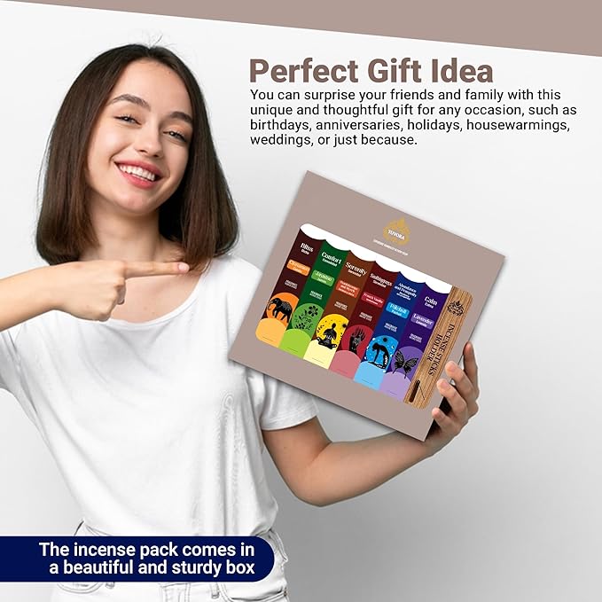 Aromatic Incense Sticks Gift Set – 120 Natural & Non-Toxic Incense Sticks | 6 Soothing Scents | Home, Meditation, Relaxation & Yoga | Free Incense Holder | Inciensos - Gifts for Women