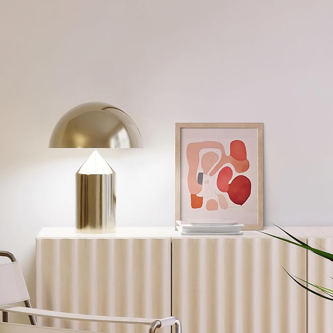 HAUS AND HUES Colorful Abstract Wall Art - Minimalist Retro Picture for Living Room Decor, Red and Pink Modern Wall Art Painting (Pink Abstract Shapes, Beige Frame, 8x10)