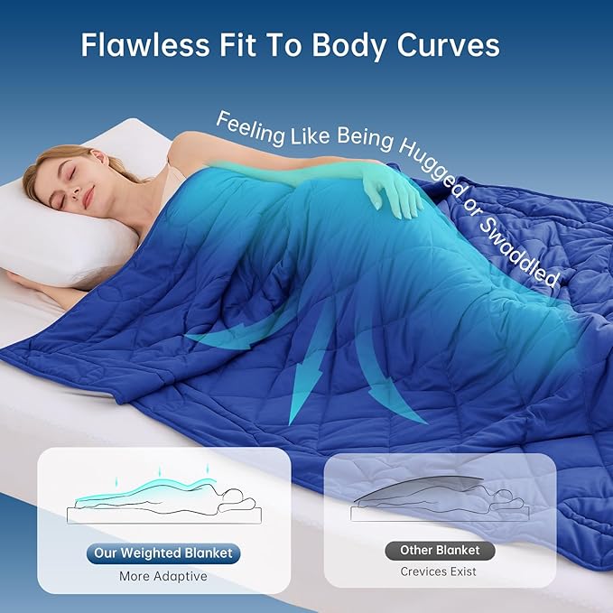 OMYSTYLE Weighted Blanket for Adults (25lbs, 88''x104'') - King Size Heavy Throw Blanket, Breathable and Cooling Microfiber Material with Premium Glass Bead for All Season Use, Machine Washable, Blue