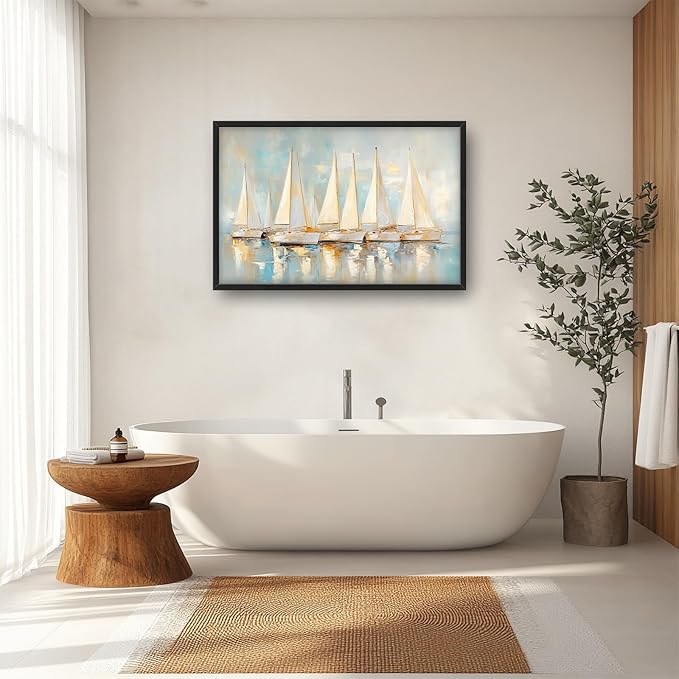 Sailboat Wall Art Abstract Nautical Pictures Wall Decor Framed Canvas Prints Artwork Paintings Home Office Decorations for Living Room Bedroom Dinning Room Corridor 36"x24"