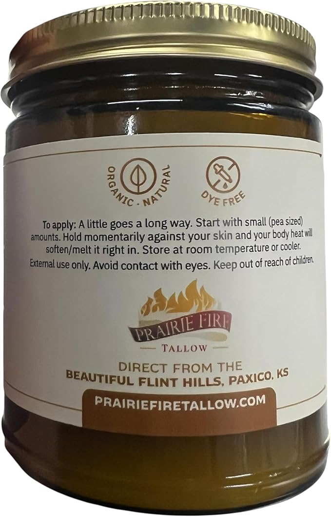 Beef Tallow Balm - 8 oz - Made in USA - Organic Grass Fed and Finished - Moisturizing Skin Care Peppermint