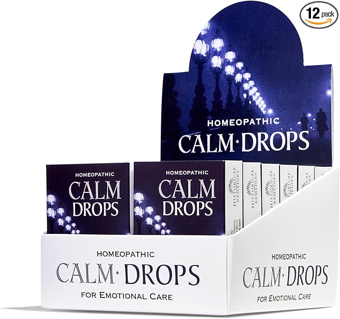 Calm Drops Homeopathic Lozenges (12 Pack)| Natural Care for Emotional Stress Relief, Vegan & Gluten-Free Organic Vanilla Flavor Drops to Promote Relaxation and a Sense of Calm