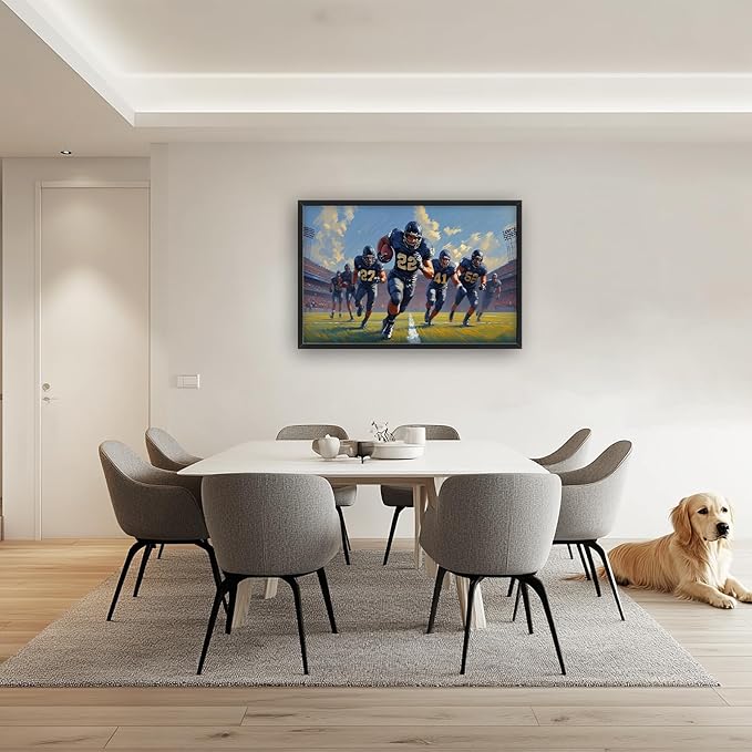 Glocmna Framed Large Wall Art for Living Room American Football Team Wall Decor Sport Theme Canvas Pictures Painting Print Gym Decor for Home Gym Artwork Decorations for Boys Bedroom Home Gifts 24"x36"