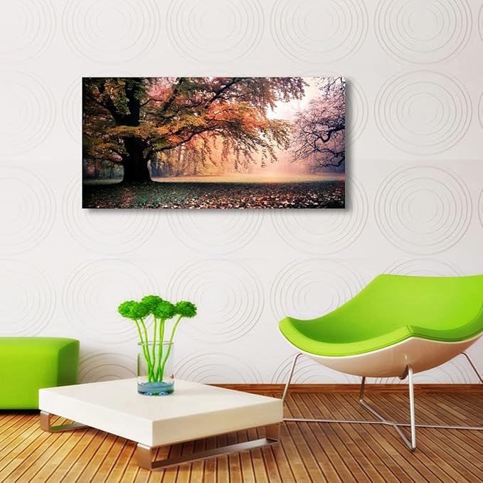Tree of Life Wall Art Canvas Prints Natural Landscape Picture Home Decor Colorful Forest Paintings for Living Room Bathroom Bedroom Kitchen Decorations 24x48 Wooden Frames Artwork Easy Hanging