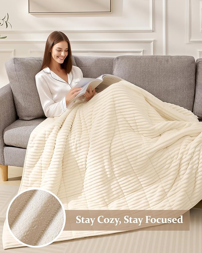 CYK Weighted Blanket Adults 25 Lbs King Size 80"x96" - Dual-Sided Extra LargeFleece & Sherpa Blanket - Heavy Plush Flannel Winter Warm Blanket for Bed and Couch