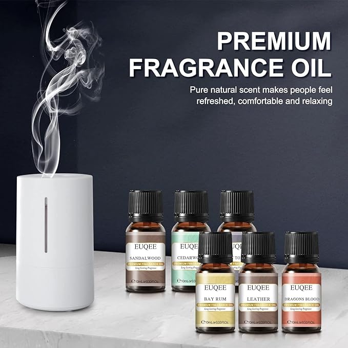6PCS Fragrance Oils for Men, Men's Pubs Gift Set Premium Fragrance Oils -10ml-Leather, Sweet Tobacco（New Name-Honeyed Haze）, Dragons Blood, Sandalwood, Bay Rum, Cedarwood (Men's Pubs)