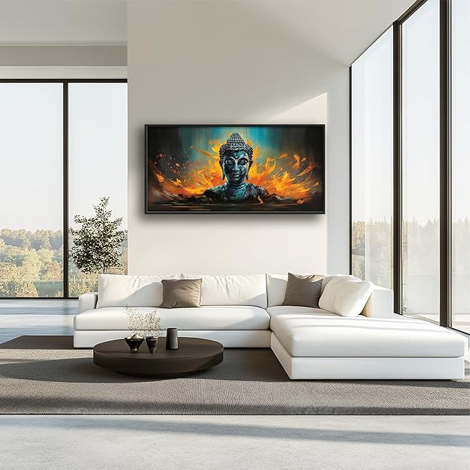 Buddha Wall Art Zen Pictures Wall Decor Framed Canvas Prints Artwork Paintings Home Office Decorations for Living Room Bedroom Dinning Room Corridor 60"x30"