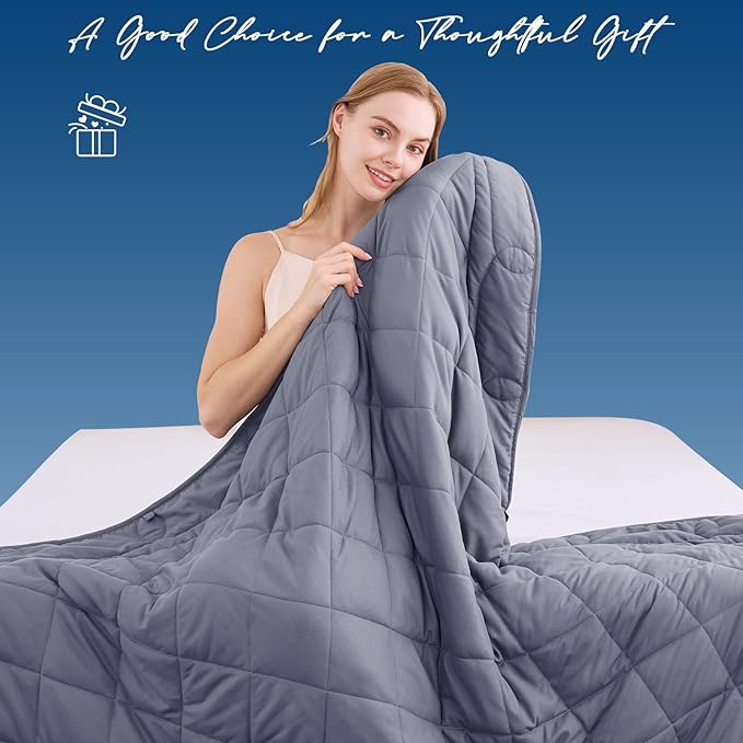 OMYSTYLE Weighted Blanket for Adults (20lbs, 88''x104'') - King Size Heavy Throw Blanket, Breathable and Cooling Microfiber Material with Premium Glass Bead for All Season Use, Machine Washable, Grey