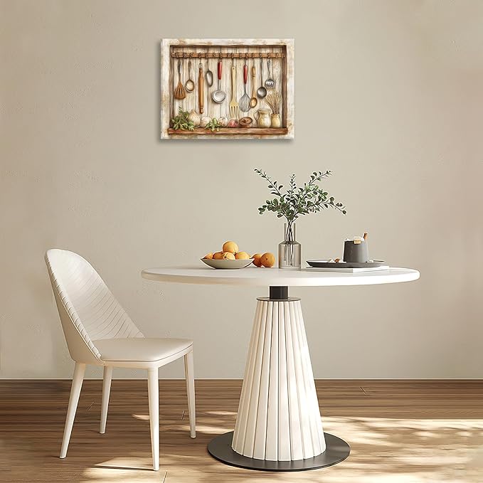 Olivine Kitchen Wall Art, Farmhouse Kitchen Pictures Wall Decor, Rustic Kitchenware Painting Canvas Prints,Framed Artwork for Dining Room Living Room Office Home Decoration 24"x20"