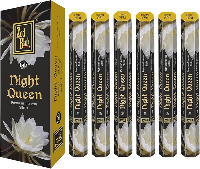 Zed Black Night Queen Incense -20 Sticks Per Box & 6 Boxes Inside (Total-120 Sticks) | Refreshing Floral Aroma for Positivity, Relaxation & Divine Ambience.