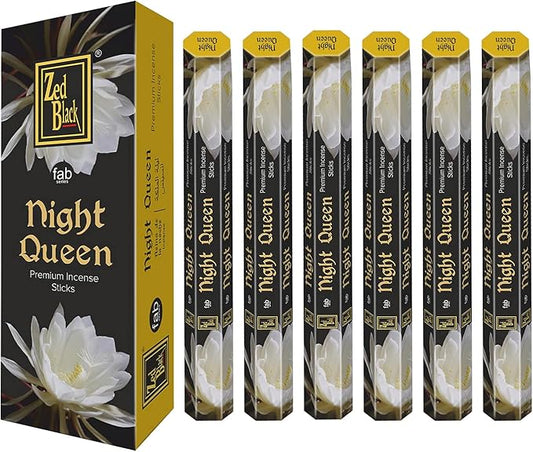 Zed Black Night Queen Incense -20 Sticks Per Box & 6 Boxes Inside (Total-120 Sticks) | Refreshing Floral Aroma for Positivity, Relaxation & Divine Ambience.