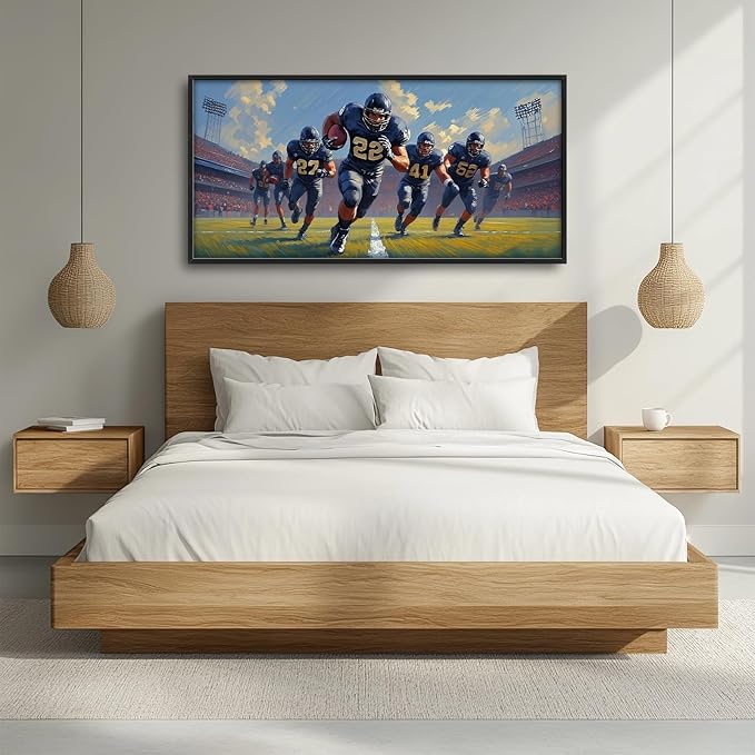 Glocmna Framed Large Wall Art for Living Room American Football Team Wall Decor Sport Theme Canvas Pictures Painting Print Gym Decor for Home Gym Artwork Decorations for Boys Bedroom Home Gifts 30"x60"