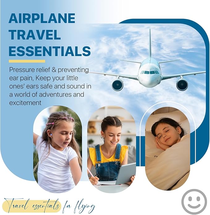 Ear Plugs for Kids (6-12 yrs) & Adults with Small Ear Canal - Noise Reduction Earplugs for Airplane, Focus, Travel, Concert, Socializing Sports, Noise Sensitivity, 8 Tips in XS/S/M/L, 26 dB
