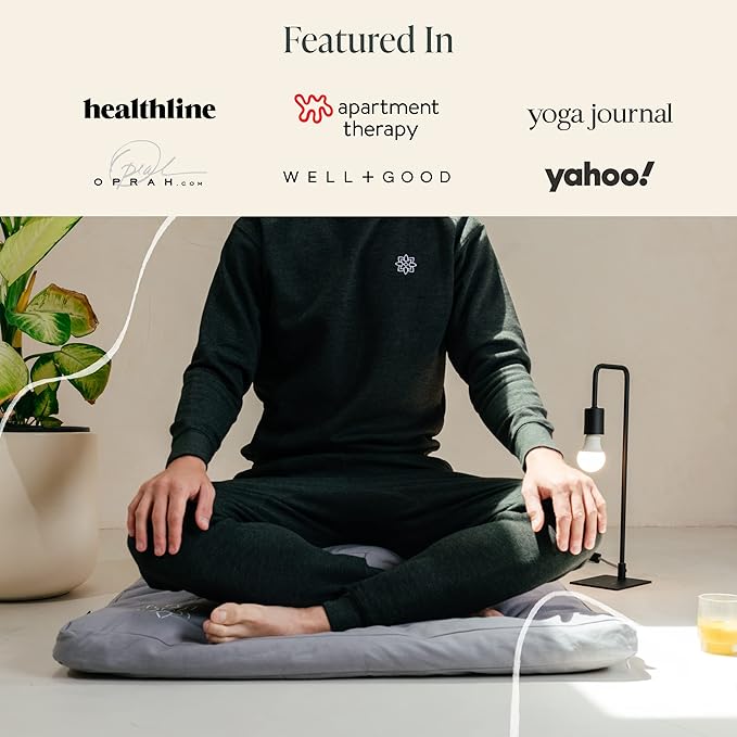 Mindful & Modern Zabuton Meditation Mat - Cotton Filled Yoga and Meditation Pad - Zabuton Meditation Cushion for Kneeling and Sitting Support - Large Rectangular Sitting Floor Pillow for Bench or Zafu
