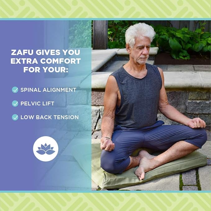 Bean Products Zafu Meditation Pillows for Sitting on Floor, Yoga Cushion, Cotton/Buckwheat Fill Yoga Pillow, Zafu Meditation Cushion, Zen Kneeling Prayer Pad- Made in USA - 14" Round - Saffron
