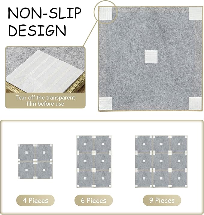 HAGiHARA Japanese Tatami Mat, Patchwork Tatami Floor Mats, 64" x 64" Foldable Square with Non-Slip Design for Bedroom, Crawling and Yoga, Made of Rush Grass, Igusa(Without Edge/4 Picecs)