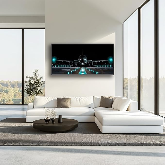 Aviation Decor Airplane Wall Art Plane Posters Wall Decor Plane Pictures Canvas Prints Framed Artwork Paintings Home Office Decorations for Living Room Bedroom Dinning Room Corridor 60"x30"