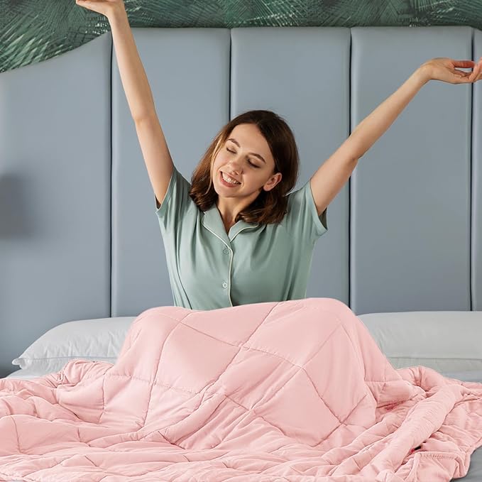 CYMULA Weighted Blanket for Adults (15lbs 48"x72" Twin Size) - Cooling Breathable Heavy Blankets for Summer Winter - Ultra Microfiber Soft Comfort Throw with Glass Beads - Gifts for Men/Women