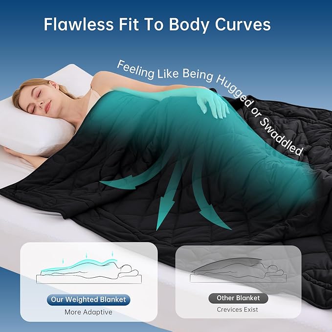 OMYSTYLE Weighted Blanket for Adults (20lbs, 88''x104'') - King Size Heavy Throw Blanket, Breathable and Cooling Microfiber Material with Premium Glass Bead for All Season Use, Machine Washable, Black
