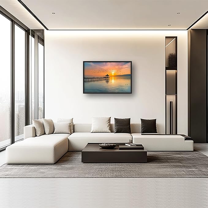 Lake Large Canvas Wall Art Sunset Nature Pictures Wall Decor Above Bed Framed Artwork Paintings Home Office Decorations for Living Room Bedroom Dinning Room Kitchen 36"x24"