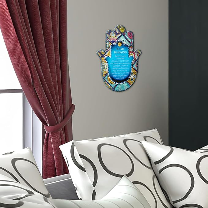 Epoxy Hamsa English Home Blessing 7.5 * 5.9" - Mosaic Motif