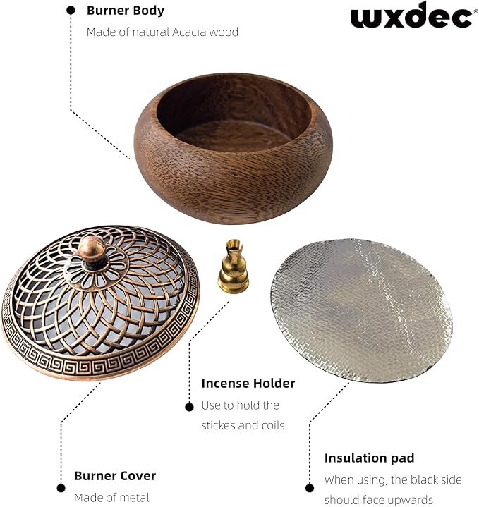 Incense Burner, Acacia Wood Incense Burner, Incense Holder for Sticks, Home Decor, Zen Decor, Meditation Tools, Yoga Tools, Round Shape